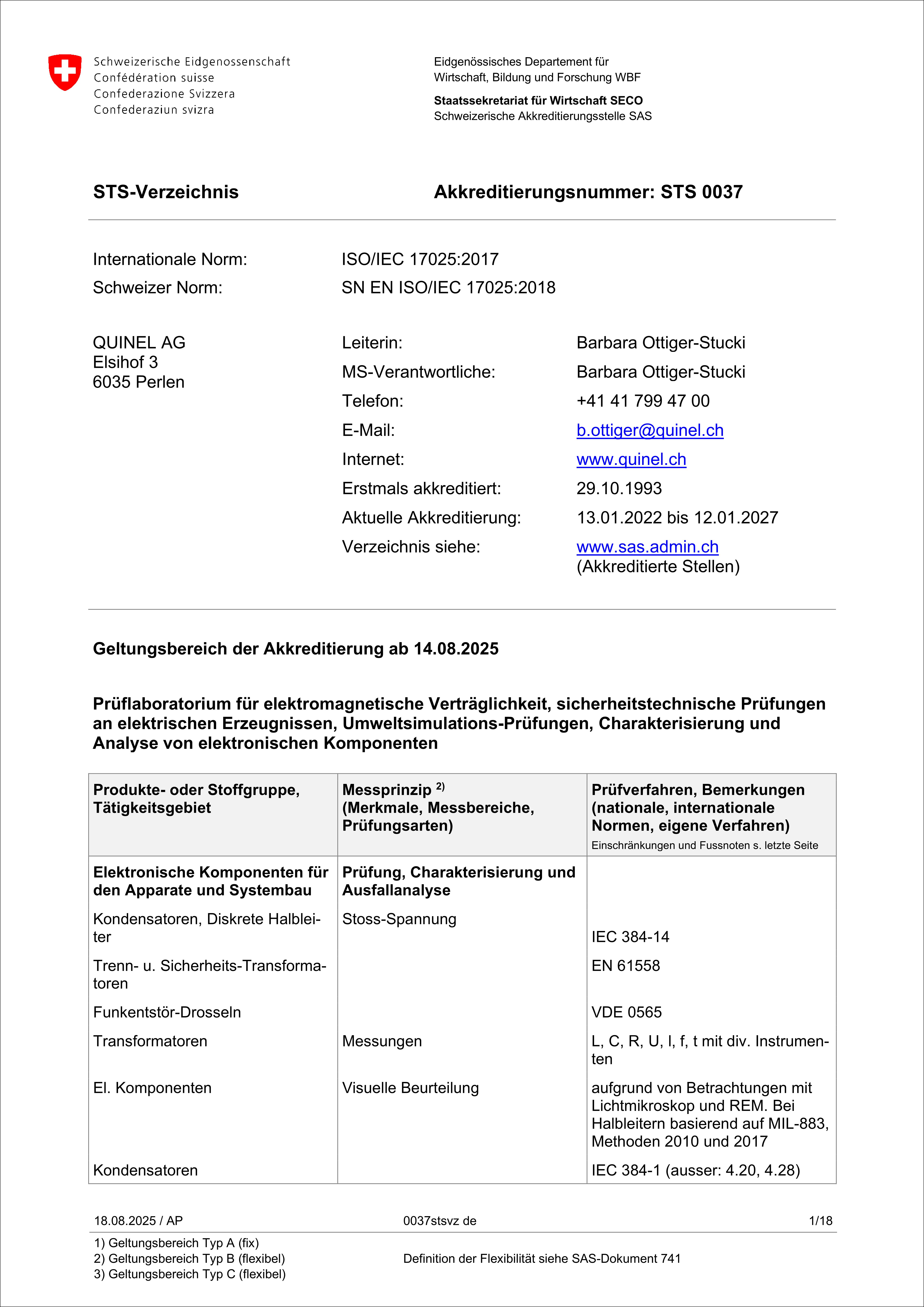 Zertifizierung STS 0037